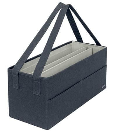 LEITZ Prenosný box "Fabric Hot Desking", tmavo šedá, 3 priehradky, 64440089